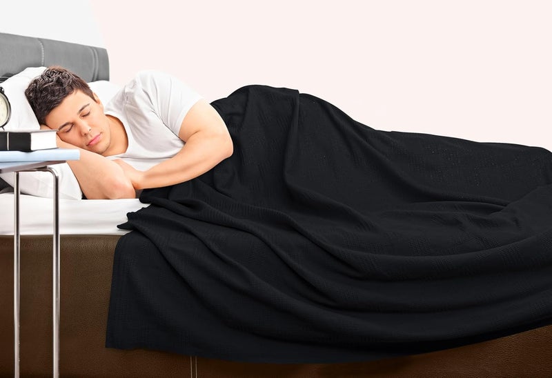 Utopia Bedding Black 100% Cotton Blanket [King Size - 90x108 Inch] 350GSM Lightweight, Soft and Breathable Thermal Blanket for All Seasons - Image 5