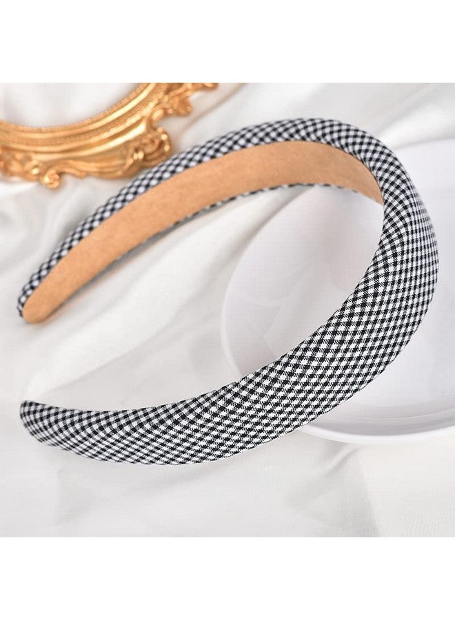 Guqqeuc Buffalo Plaid Headband for Women Girls Black and White Check Headbands for Teen Girls Puffy Sponge Headband for Womens Padded Headbands for Women Basic Hair Accessories for Thick Thin Hair - Image 5