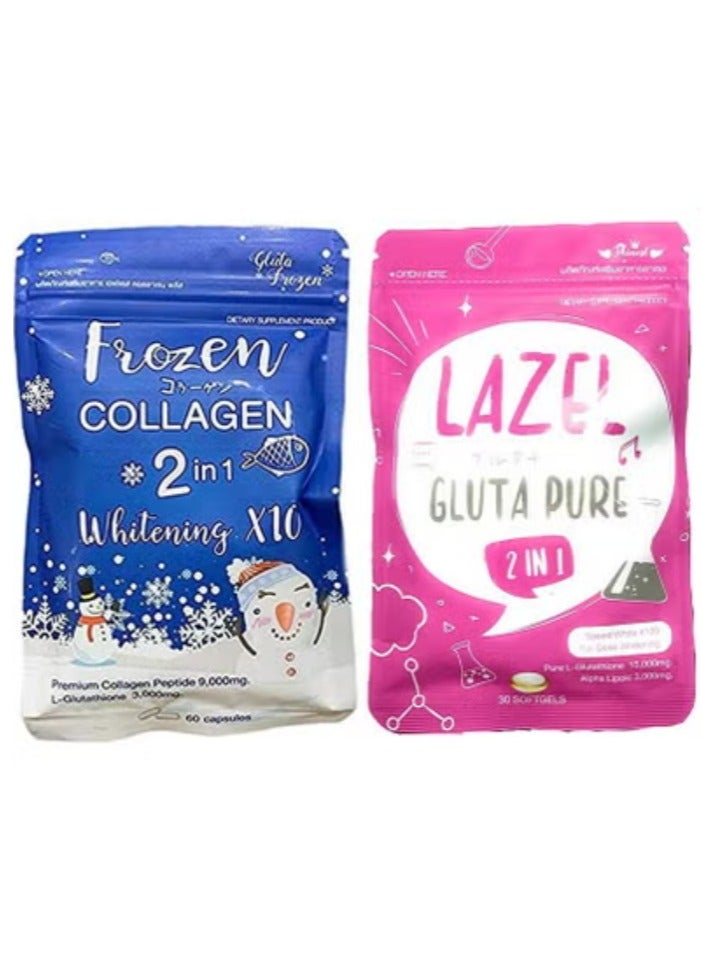 Gluta Frozen Collagen Whitening and Pure L-Glutathione Set