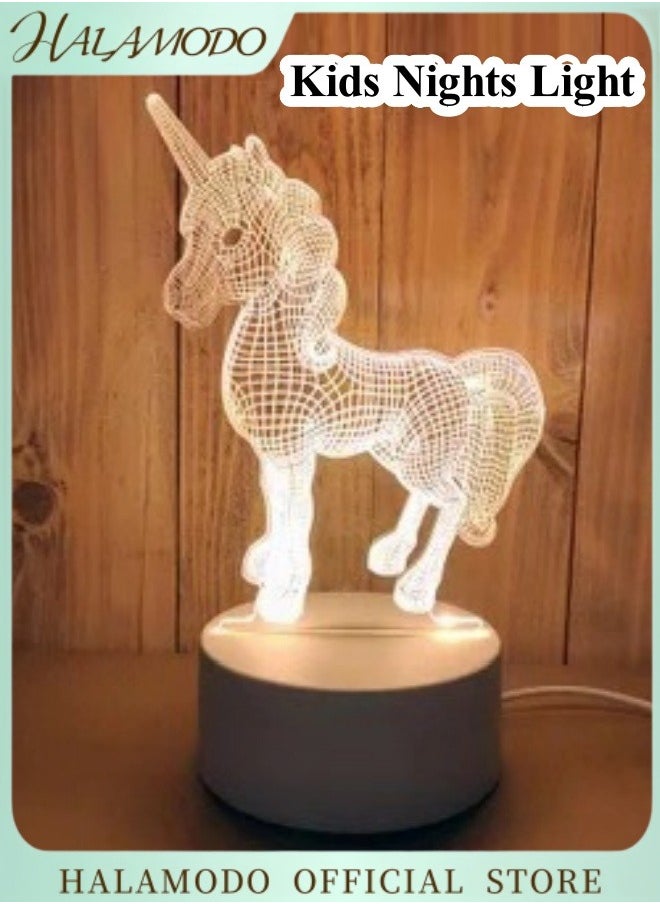 HALAMODO Unicorn Nights Light for Kids 3D Illusion Unicorn Night Lamp 3 Changeable Colors Birthday Gifts Night Lights for Girls Kids Home Decor  - Image 1
