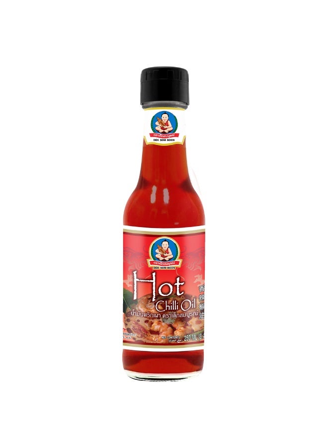 DEK SOM BOON Hot Chilli Oil 250Ml, Spicy Oil Condiment For Noodles Dumplings And Stir Fry - Image 1