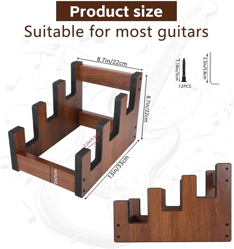 Wenceda 3 Holders Wooden Guitar Stand,Freestanding Multiple Guitar Rack for Home,Space-Saving Floor Guitar Rack - Image 1