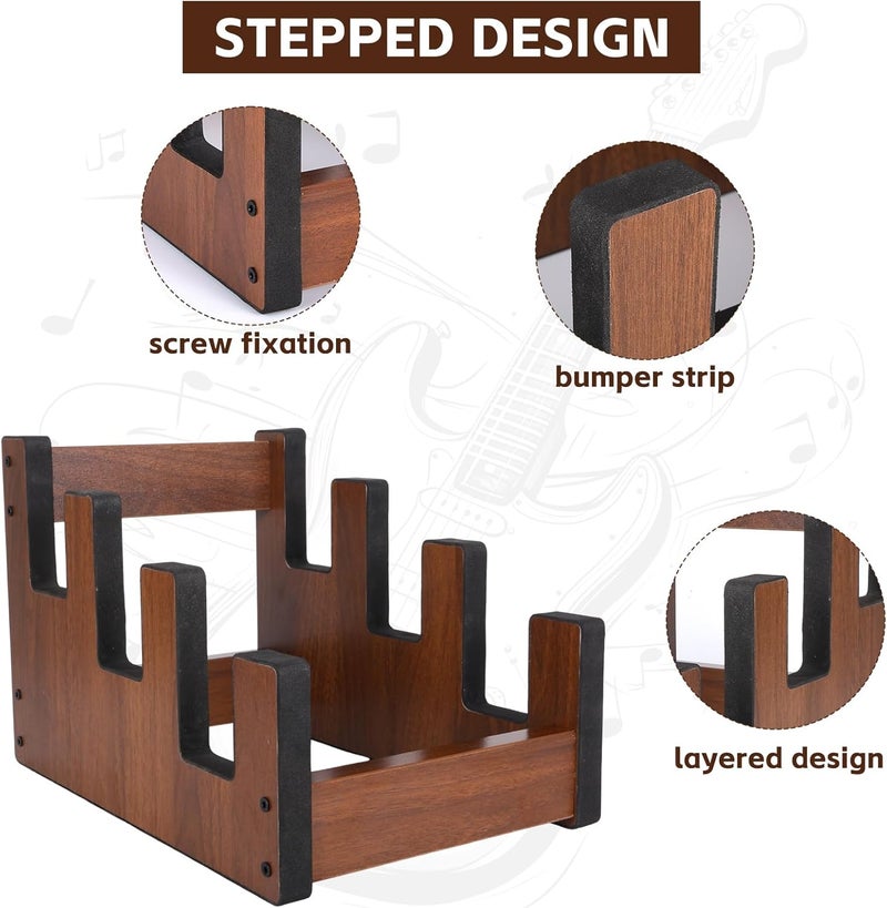 Wenceda 3 Holders Wooden Guitar Stand,Freestanding Multiple Guitar Rack for Home,Space-Saving Floor Guitar Rack - Image 2