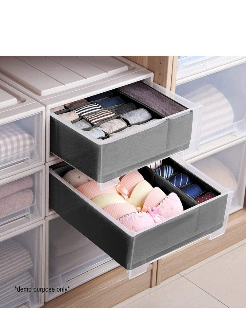 SOLARAE Bra Organiser Upgrade Sturdy Collapsible Drawer Divider for Socks Panties Ties Clothing Storage Drawers Set of 4 Black - Image 3