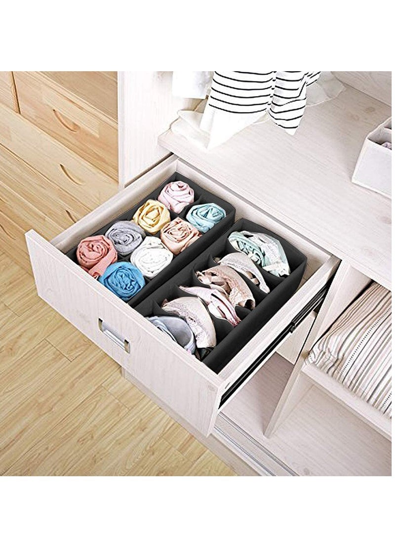 SOLARAE Bra Organiser Upgrade Sturdy Collapsible Drawer Divider for Socks Panties Ties Clothing Storage Drawers Set of 4 Black - Image 4