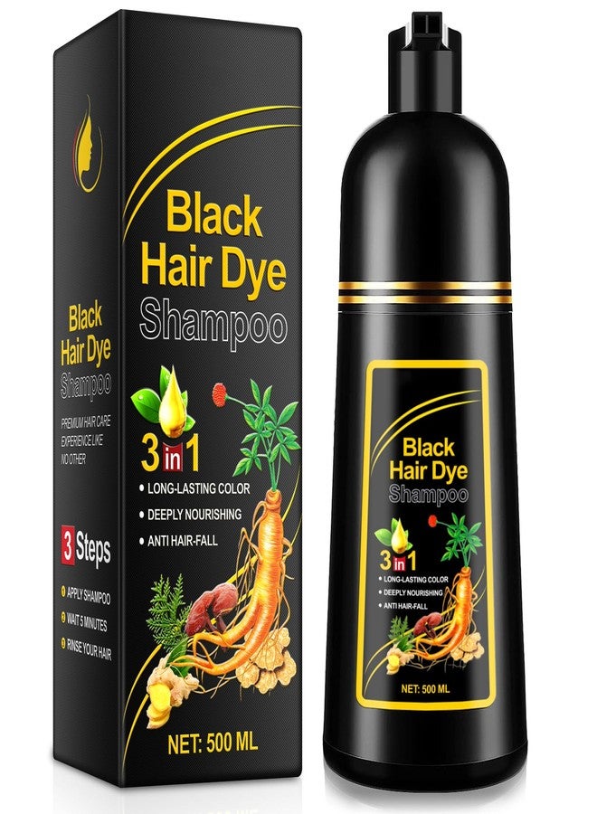 KITNOBLIS Black Hair Dye Shampoo 3 in 1 for Gray Hair, 500ML Color Shampoo for Women & Men, Covers Gray Hair, Color & Cleanse in One Step, At-Home Hair Coloring - Image 1