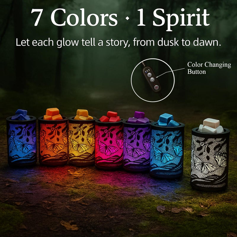 Leyoue Electric Wax Melt Warmer PTC Heating Plate with 7 Colors LED Changing Light Wax Warmer Fragrance Warmer for Home Office Gifts & Decor(Butterfly) - Image 2