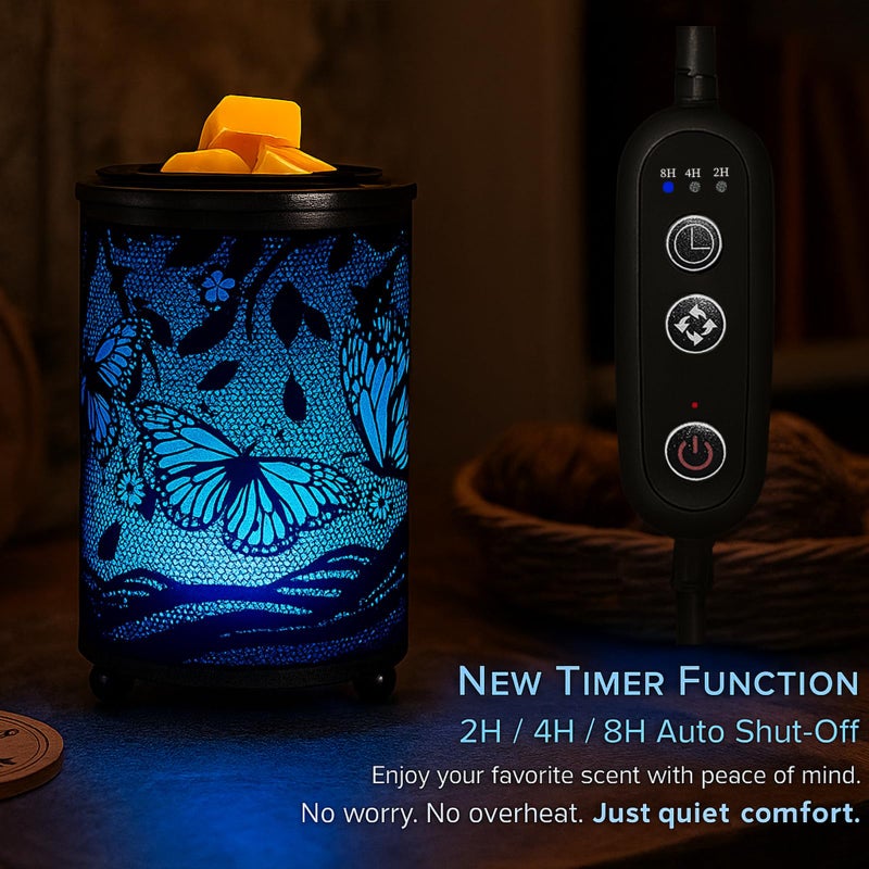 Leyoue Electric Wax Melt Warmer PTC Heating Plate with 7 Colors LED Changing Light Wax Warmer Fragrance Warmer for Home Office Gifts & Decor(Butterfly) - Image 3