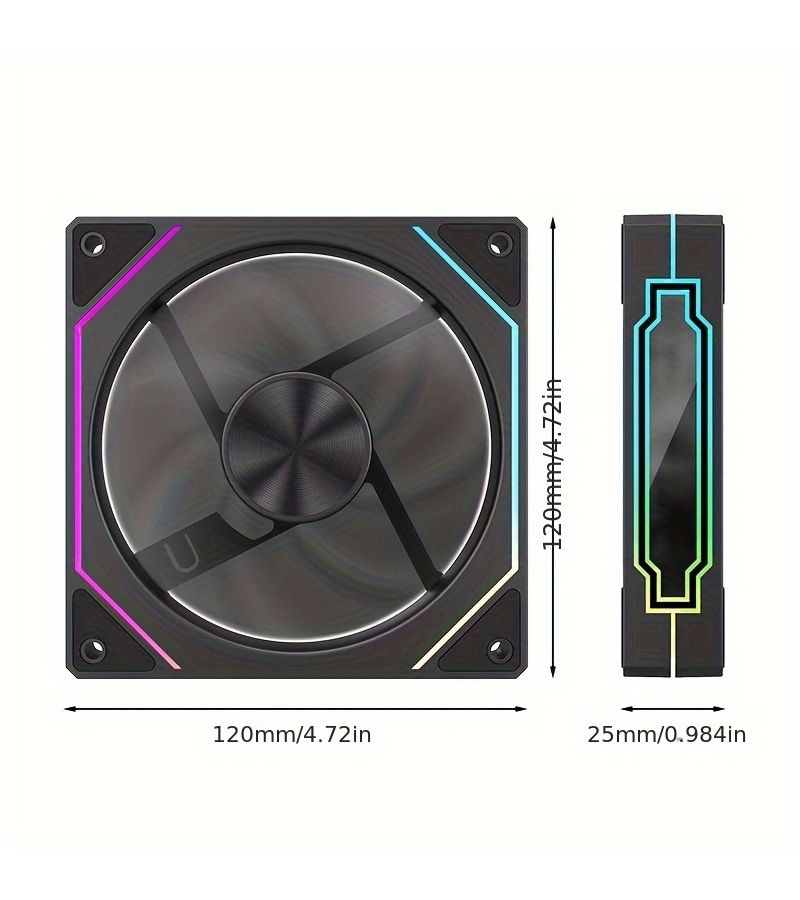 Black 5 Pro ARGB PWM PC Cooling Fan 45 2 CFM 1600 RPM 12V Quiet 1pc - Image 2