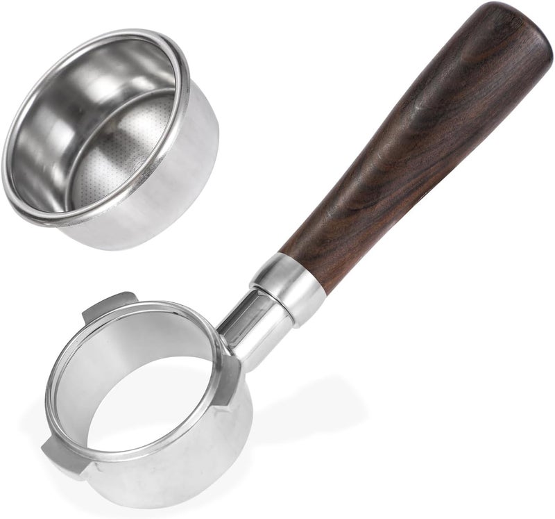 GURUDAR 54mm Bottomless Portafilter with Double Shot Filter Basket & Wood Handle for Breville Barista Express Impress, Barista Touch Impress, Barista Pro, Infuser, Duo-Tem Pro, Bambino Plus Espresso Machine - Image 1