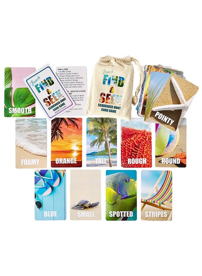 Find And Seek Scavenger Hunt Outdoor Indoor Card Game For Kids, Beach Edition