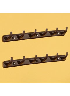 iSTAR iSTAR 6 Pin Bathroom Cloth Hooks Hanger Wall Bedroom Bathroom Robe Hooks Rail for Hanging Keys,Clothes,Towel, (Brown) Pack of 2  - Image 1