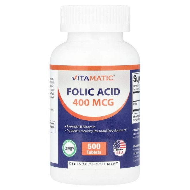 Vitamatic Folic Acid 400 mcg 500 Tablets - Image 1