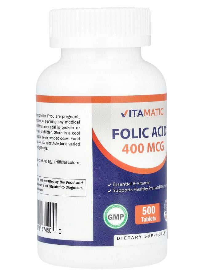 Vitamatic Folic Acid 400 mcg 500 Tablets - Image 2