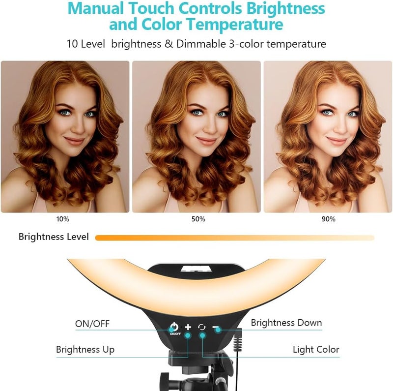 Sensyne حلقة ضوء 14" مع حامل ثلاثي القوائم، ضوء دائري LED مع حامل هاتف، للتصوير الذاتي، تسجيل الفيديو، اجتماع زوم - Image 5