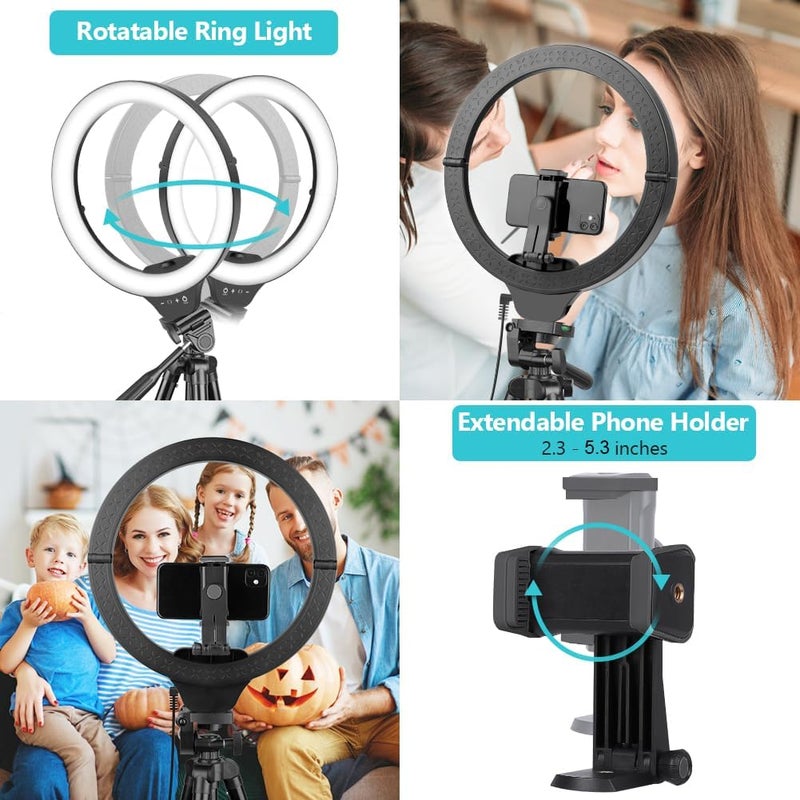 Sensyne حلقة ضوء 14" مع حامل ثلاثي القوائم، ضوء دائري LED مع حامل هاتف، للتصوير الذاتي، تسجيل الفيديو، اجتماع زوم - Image 3