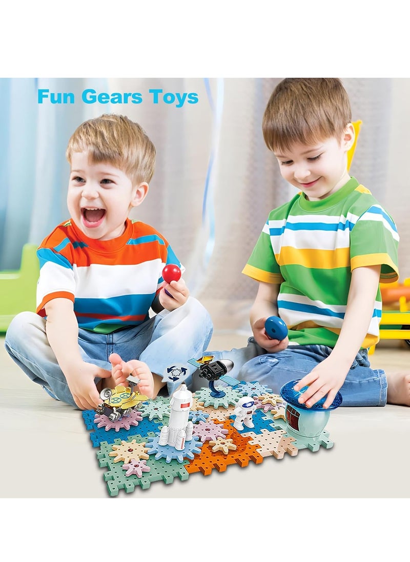 MUMS PLANET - Gears Kids Toys Ages 3-8,DIY Electric Space Rocket Building Set with Music & Light, STEM Educational Construction Toys, Christmas Birthday Creative Learning Toy Kit Gifts for Toddlers Boys Girls, Toys For Kids Boys And Girls - Image 1