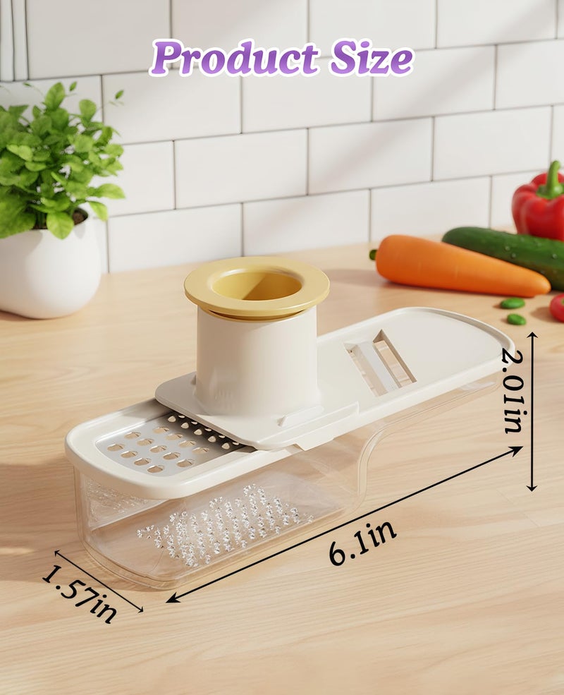Gaahkai 2PCS Mini Multifunctional Garlic Grinder, Garlic Slicer Super Thin with Container, Ginger Veggie Mandoline Mincer Cutter - Image 2