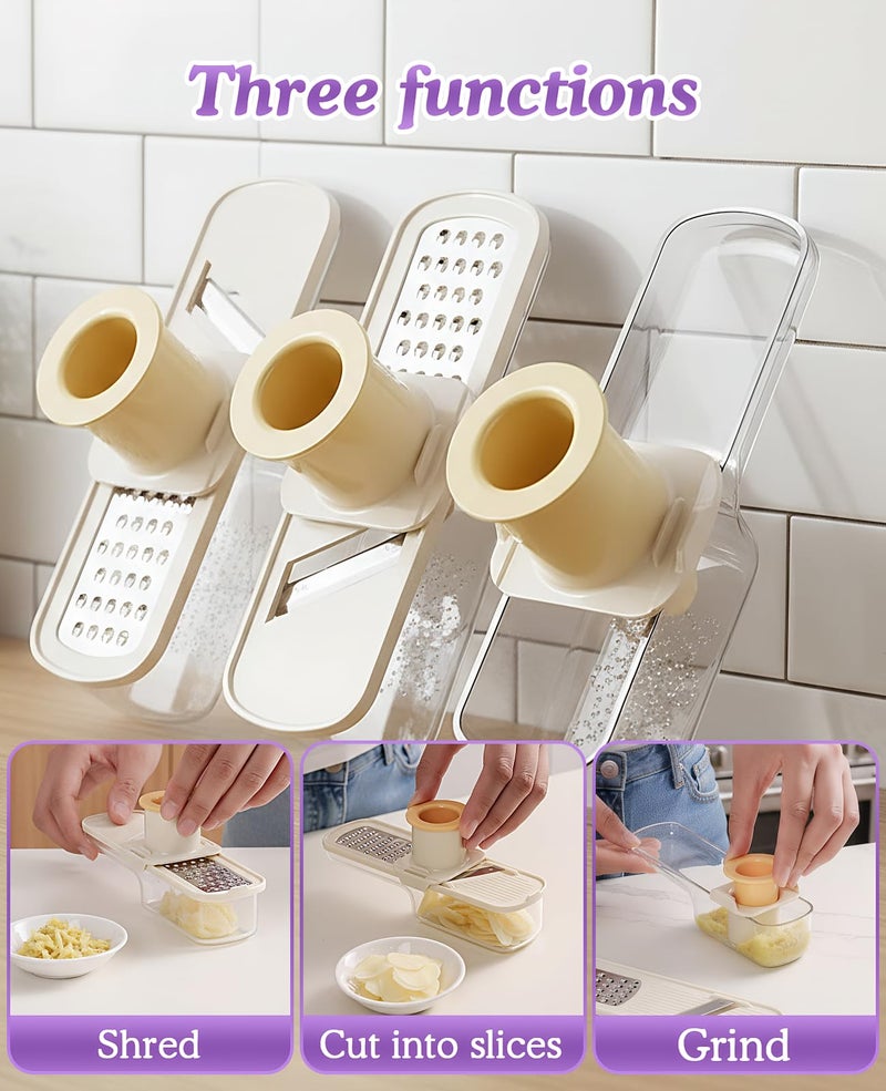 Gaahkai 2PCS Mini Multifunctional Garlic Grinder, Garlic Slicer Super Thin with Container, Ginger Veggie Mandoline Mincer Cutter - Image 3