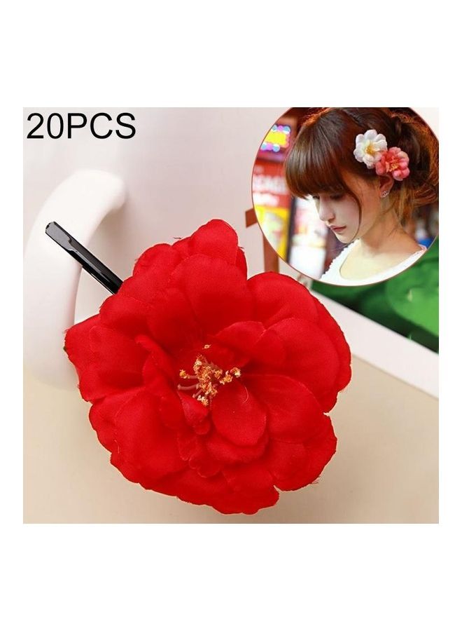 NIBEMINENT 20-Piece Small Peony Flower Hairpin Red - Image 1