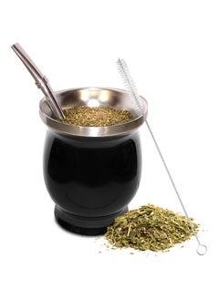 Arabest Yerba Mate Tea Cup, Mate Gourds Cup with Straws and Cleaning Brush, Stainless Steel Double Wall Insulation Cup for Mate Loose Leaf, 8 Ounces (Black)  - Image 1