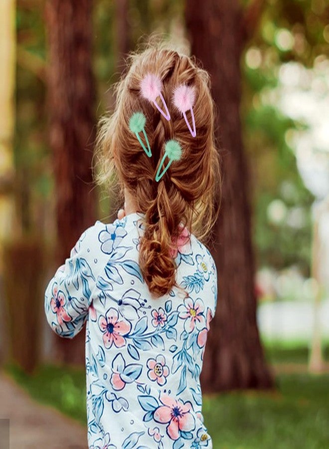 HLTOO 12PCS Hair Clips for Girls, Cute Fluffy Fur Ball Shape Barrettes, 2.17 Inch Snap Hair Barrettes, for Women and Girls Hair Styling Accessories, 6 Colors - Image 5