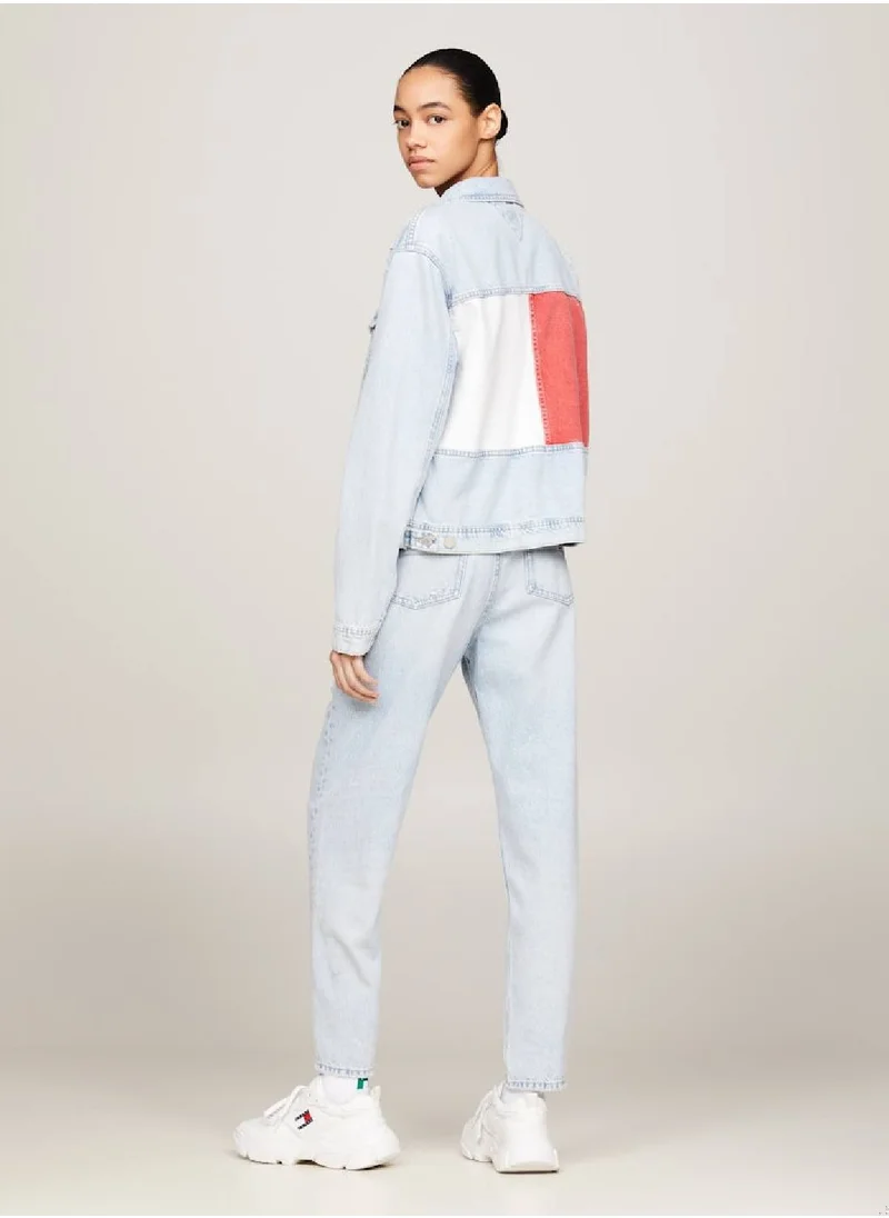 TOMMY JEANS Women's Archive Colour-Blocked Back Denim Jacket -  Rigid denim, Light Blue