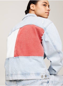 Women's Archive Colour-Blocked Back Denim Jacket -  Rigid denim, Light Blue - pzsku/ZDC88F3D6DCB226BABFA5Z/45/_/1724216735/f55b8171-ff15-4303-a306-eba48ebc2a0b