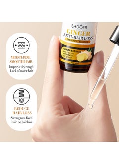 SADOER Ginger Anti-Hair Loss Treatment Essence，Ginger Hair Treatment Oil, Hair Growth Serum for Hair Loss, Deep Moisturizing Serum for Dry, Damaged & Coarse Hair, Strengthening Silky Hair Essential Oil Growth for All Hair Types 30ml  - Image 5