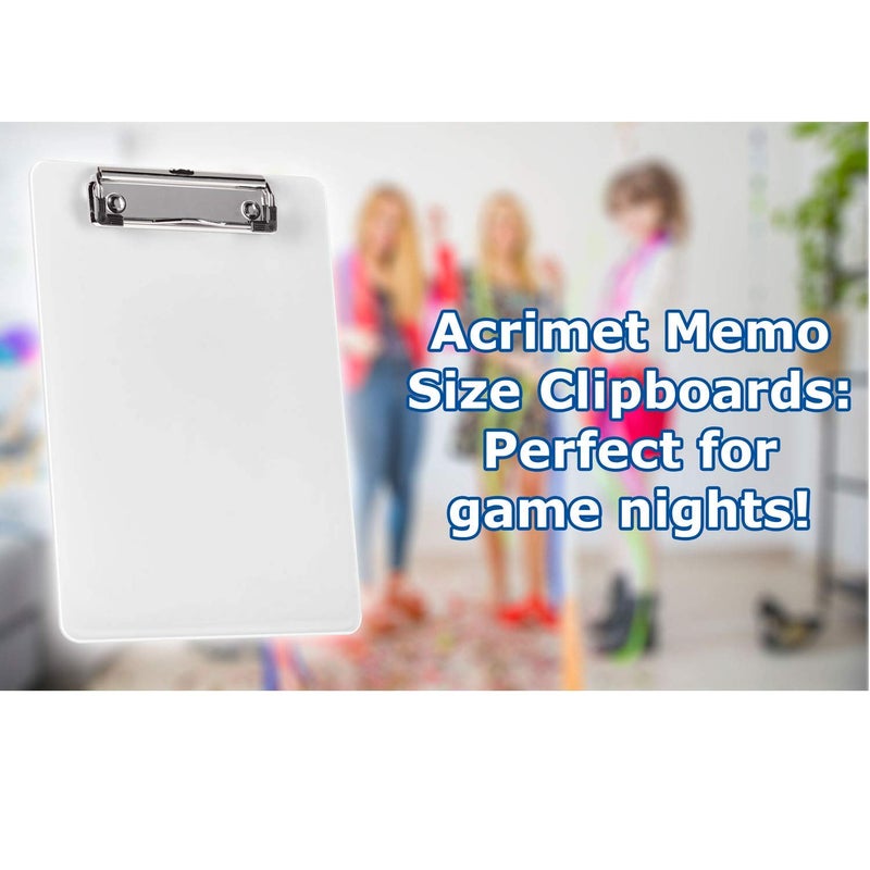 Acrimet Clipboard Memo Size A5 (9 1/4â€ x 6 5/16â€) Low Profile Clip (Plastic) (White Color) (3 Pack) - Image 4
