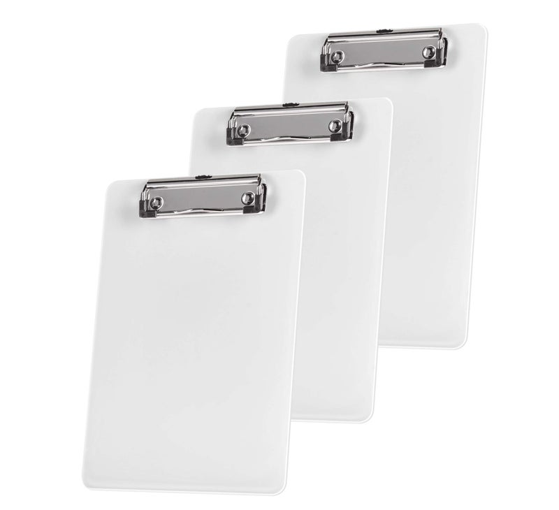 Acrimet Clipboard Memo Size A5 (9 1/4â€ x 6 5/16â€) Low Profile Clip (Plastic) (White Color) (3 Pack) - Image 1