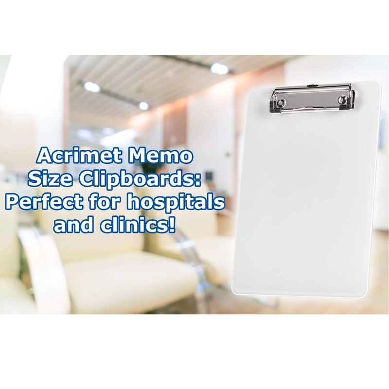 Acrimet Clipboard Memo Size A5 (9 1/4â€ x 6 5/16â€) Low Profile Clip (Plastic) (White Color) (3 Pack) - Image 5