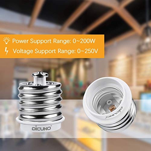 DiCUNO E39 to E26 Adapter, Mogul E39 to Standard E26 Screw Base Light Bulb Socket Reducer Converter, Maximum 200W and 165℃ Heat Resistant, Lamp Socket Adapter, 4-Pack - Image 4