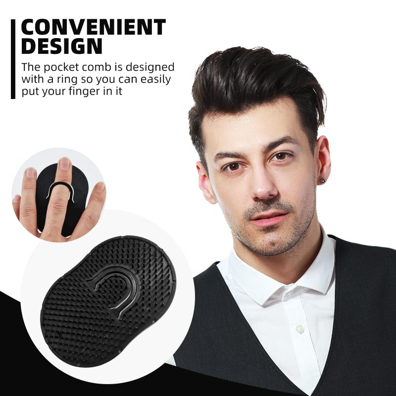 Soft N Style Soft 'N Style 2 Packs Pocket Palm Combs, Shampoo Comb, Massager Hair Brush Comb, Scalp Massager Brush Comb, Wave brush, Palm hair brush (Black) - Image 5