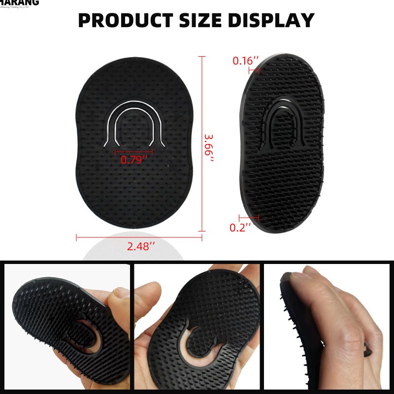 Soft N Style Soft 'N Style 2 Packs Pocket Palm Combs, Shampoo Comb, Massager Hair Brush Comb, Scalp Massager Brush Comb, Wave brush, Palm hair brush (Black) - Image 2