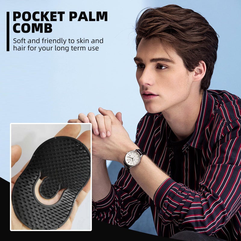 Soft N Style Soft 'N Style 2 Packs Pocket Palm Combs, Shampoo Comb, Massager Hair Brush Comb, Scalp Massager Brush Comb, Wave brush, Palm hair brush (Black) - Image 3
