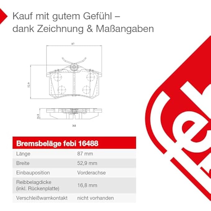 rayihni febi bilstein 16488 Brake Pad Set 1 unit - Image 3
