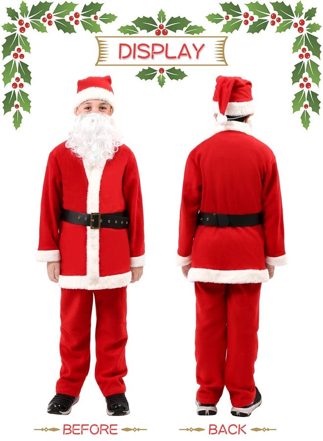 PrettyQueen Boys Santa Claus Costume,5 PCS Children's Santa Costume, Kids Xmas Santa Suit, Little Boys Christmas Outfit for Halloween Cosplay Pageant Party (10-13 Years, Red) - Image 2