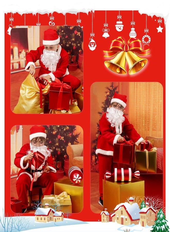 PrettyQueen Boys Santa Claus Costume,5 PCS Children's Santa Costume, Kids Xmas Santa Suit, Little Boys Christmas Outfit for Halloween Cosplay Pageant Party (10-13 Years, Red) - Image 4