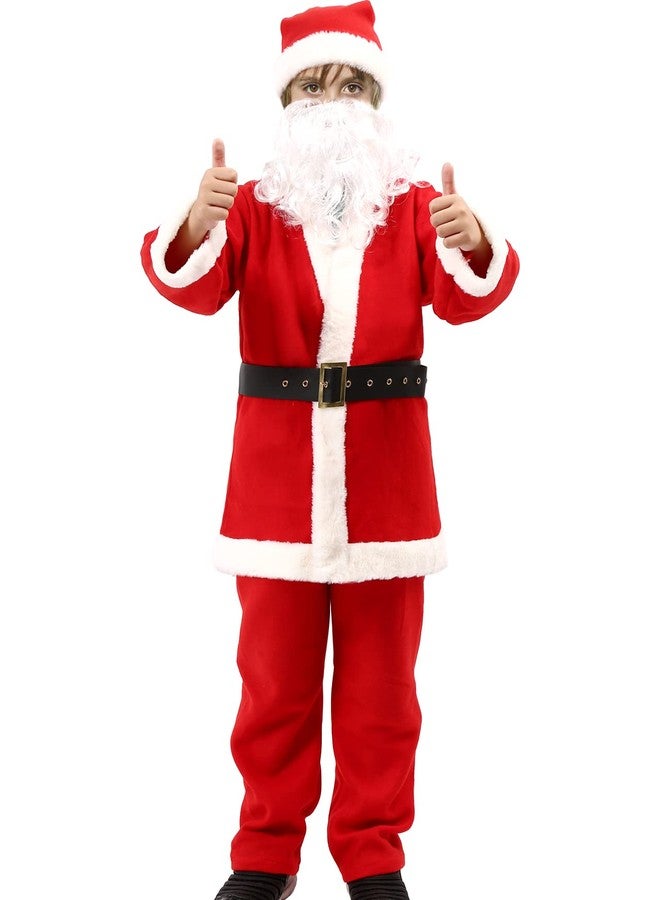 PrettyQueen Boys Santa Claus Costume,5 PCS Children's Santa Costume, Kids Xmas Santa Suit, Little Boys Christmas Outfit for Halloween Cosplay Pageant Party (10-13 Years, Red) - Image 1