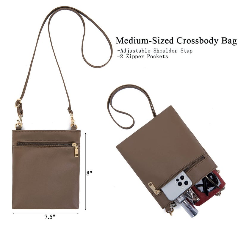 Idesort Large Crossbody Bags Ladies Shoulder Handbags Purse and Wallet Set for Women Hobo Purses Taupe - Image 3