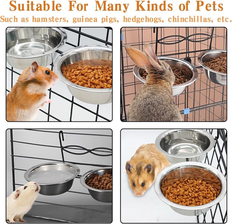 kathson Hanging Bird Bowls for Cage, 2 PCS Stainless Steel Metal Pet Food Water Dishes with Holder Feeder Cage Coop Hook Feeder Cups for Birds, Parrots, Small Sized Dogs and Cats(5.1 Inch Dia) - Image 4