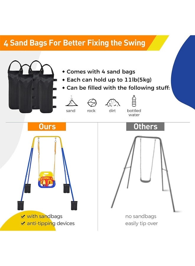 L&E 2 in 1 Swing Set for Toddler & Baby Jumper, Heavy Duty Kids Swing & Bouncer, Foldable Metal Stand for Indoor/Outdoor Play, Easy to Assemble and Store - Image 3