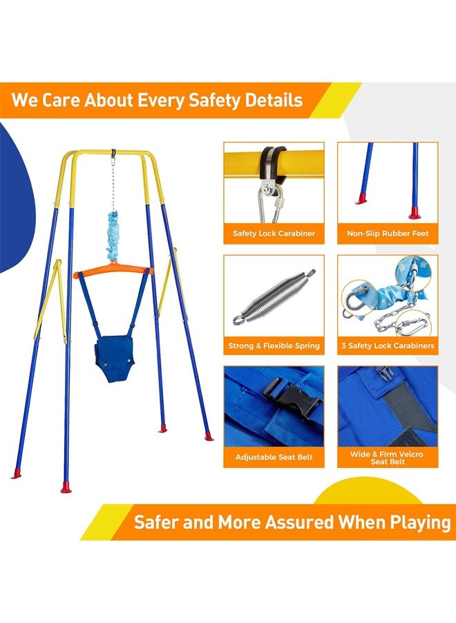 L&E 2 in 1 Swing Set for Toddler & Baby Jumper, Heavy Duty Kids Swing & Bouncer, Foldable Metal Stand for Indoor/Outdoor Play, Easy to Assemble and Store - Image 5