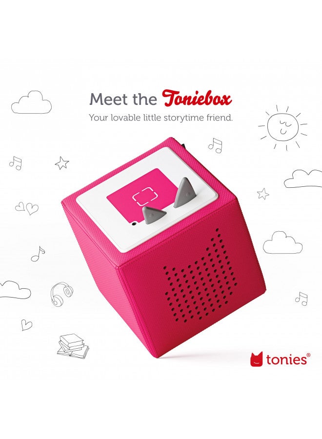 Tonies طقم بدء تشغيل مشغل الصوت تونى بوكس مع سندريلا، بيل، موانا، رابونزل، وجرو اللعب - استمع، تعلم، والعب مع صندوق صغير قابل للعناق - وردي - Image 2