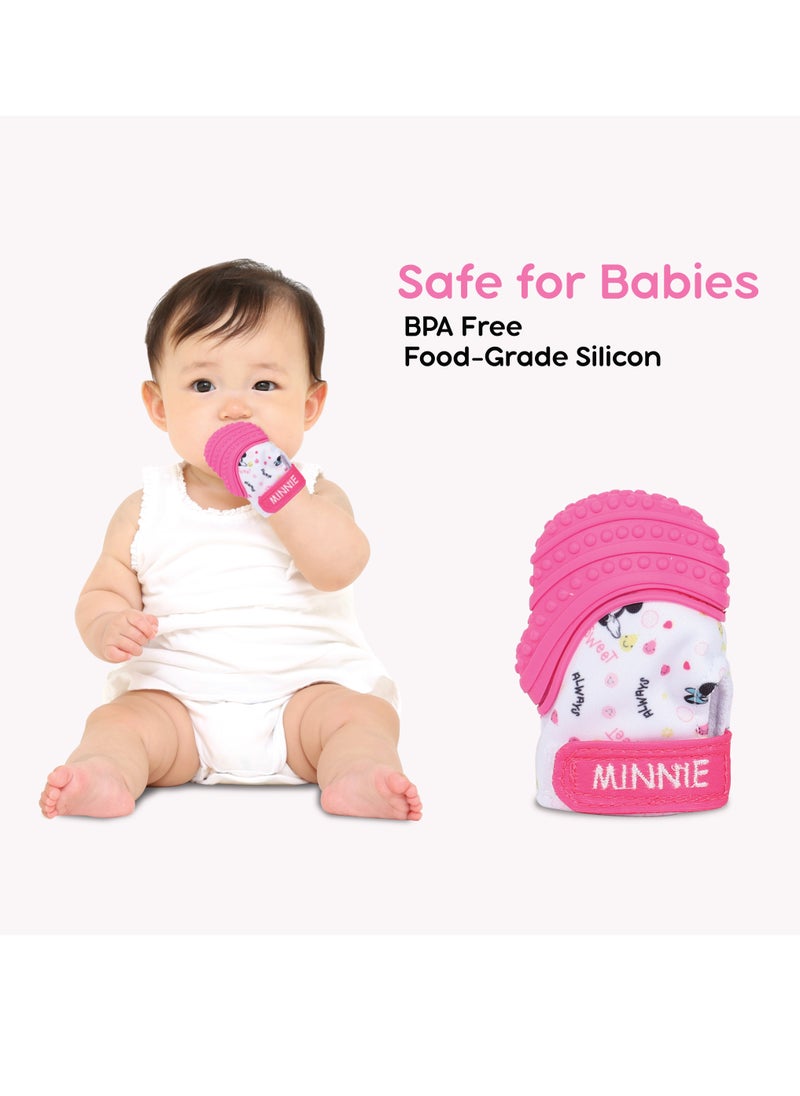 Disney Minnie Mouse Teething Mitten Baby Chew Toy Protects Hands From Chewing & Saliva, Heals Aching Gums, Promotes Sound Stimulation, 6-18 Months  - Image 2