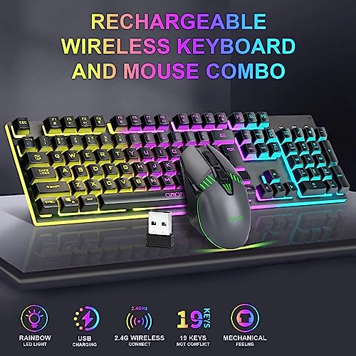 CHONCHOW Gaming Wireless Keyboard and Mouse Rechargeable RGB Backlit Metal Panel Mechanical Feel Antighosting Keyboard with Side Button for Computer PC Laptop Compatible with Windows Mac Ps4Ps5 Xbox one - Image 3