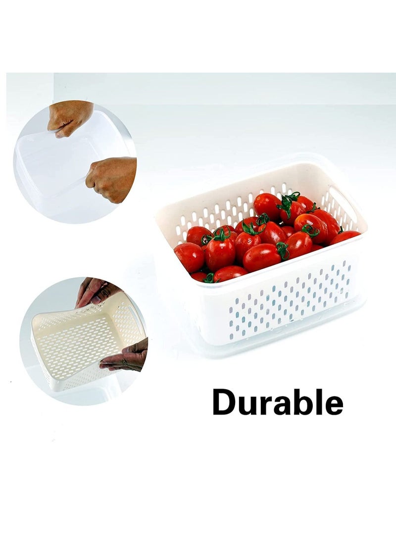TYCOM 5 Piece Fruit Storage Containers for Fridge with Strainer Produce Containers for Fridge Lettuce Keeper White Not Dishwasher Safe BPA Free - Image 4