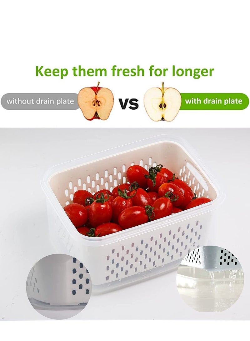 TYCOM 5 Piece Fruit Storage Containers for Fridge with Strainer Produce Containers for Fridge Lettuce Keeper White Not Dishwasher Safe BPA Free - Image 3