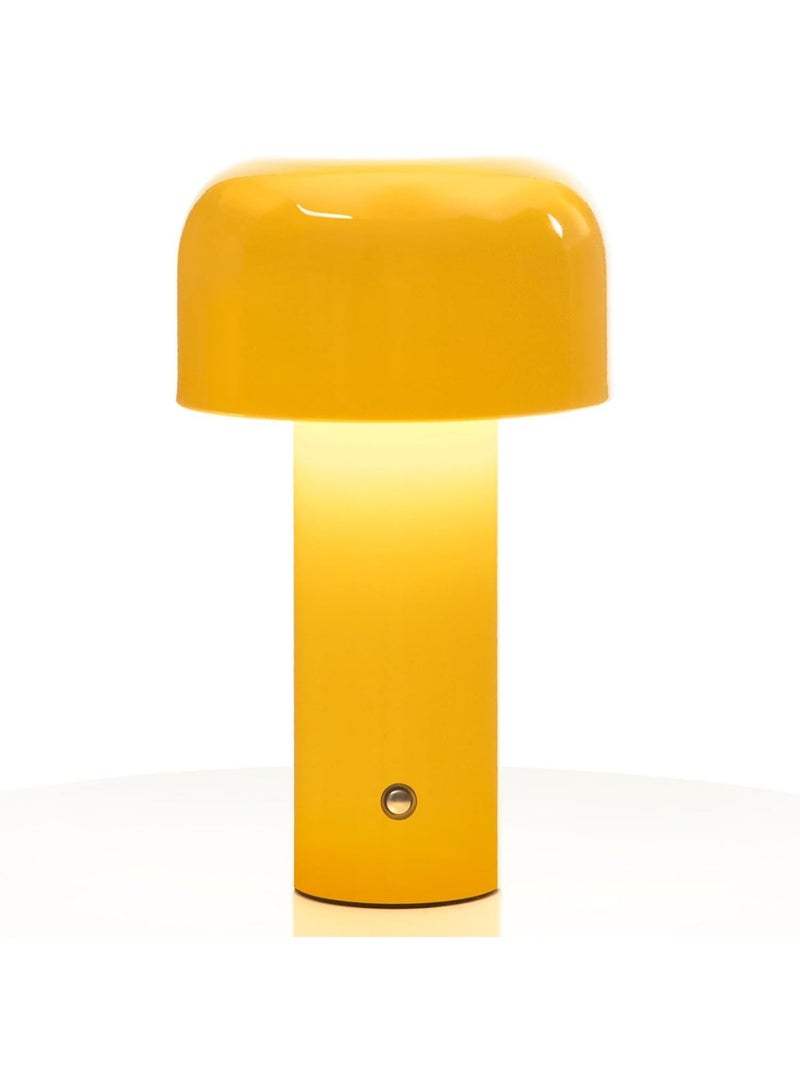 Portable Desk Lamp with Touch Dimming, USB-Rechargeable LED Night Light, Modern Mushroom Table Lamp for Living Room, Bar, Bedroom, Nightstand, Study, Home Office (Lemon Yellow) - Image 1